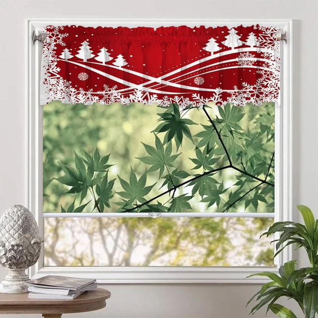 HOZADOIE Polyester Curtain Essential for Christmas 137X45cm/53.9X17.7Inches The Exquisite Christmas Style Window Drapery Festive Decorations Making The Window Wear The Coat of Christmas