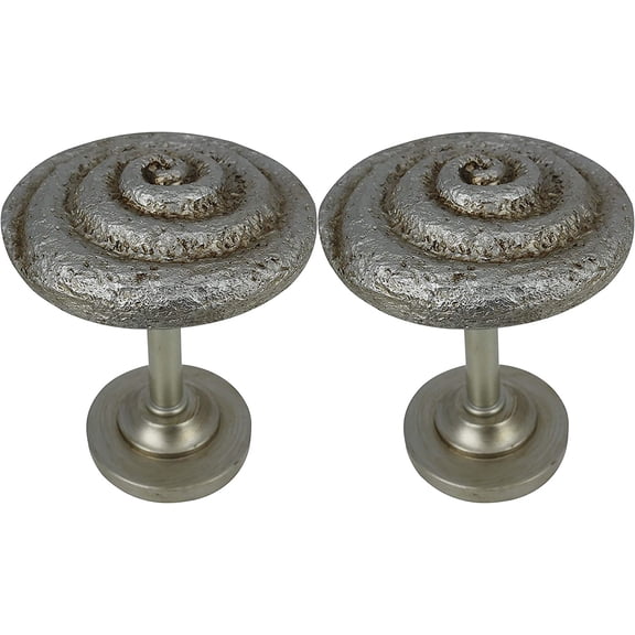 MERIVILLE Set of 2 Swirl Window Drapery Medallion Holdbacks, Curtain Tiebacks, Wall Hook, Tassel Holder, Pewter