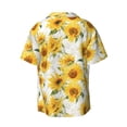thumbnail image 6 of Lsque Artistic Marble Pattern Sunflower print Men's Cuban Collar Short Sleeve Shirt Summer Beachwear Casual Button Down Fashionable Vacation Leisure Shirt-3X-Large, 6 of 7