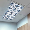 thumbnail image 2 of 1 Pack Bohemia Fluorescent Light Covers for Ceiling Lights Blue Argyle Pattern Ethnic Style Retro Abstract Magnetic Ceiling Light Covers Overhead Light Filters for Office Classroom Home, 2 of 9