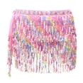 thumbnail image 1 of Jupes pour Femmes Vêtements de Performance Serviette à Franges Colorée pour Danse du Ventre Serviette à Franges Pailletée Vêtements pour Femmes Rose Clair Taille Unique, 1 of 3
