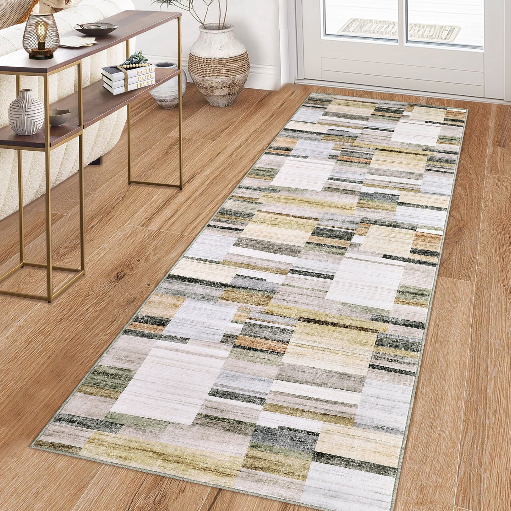 Amkui Washable Rug 9x12 Area Rugs for Living Room Modern Geometric Bedroom Rug Soft Non-Skid Indoor Large Throw Rugs Stain Resistant Carpet for Dining Room