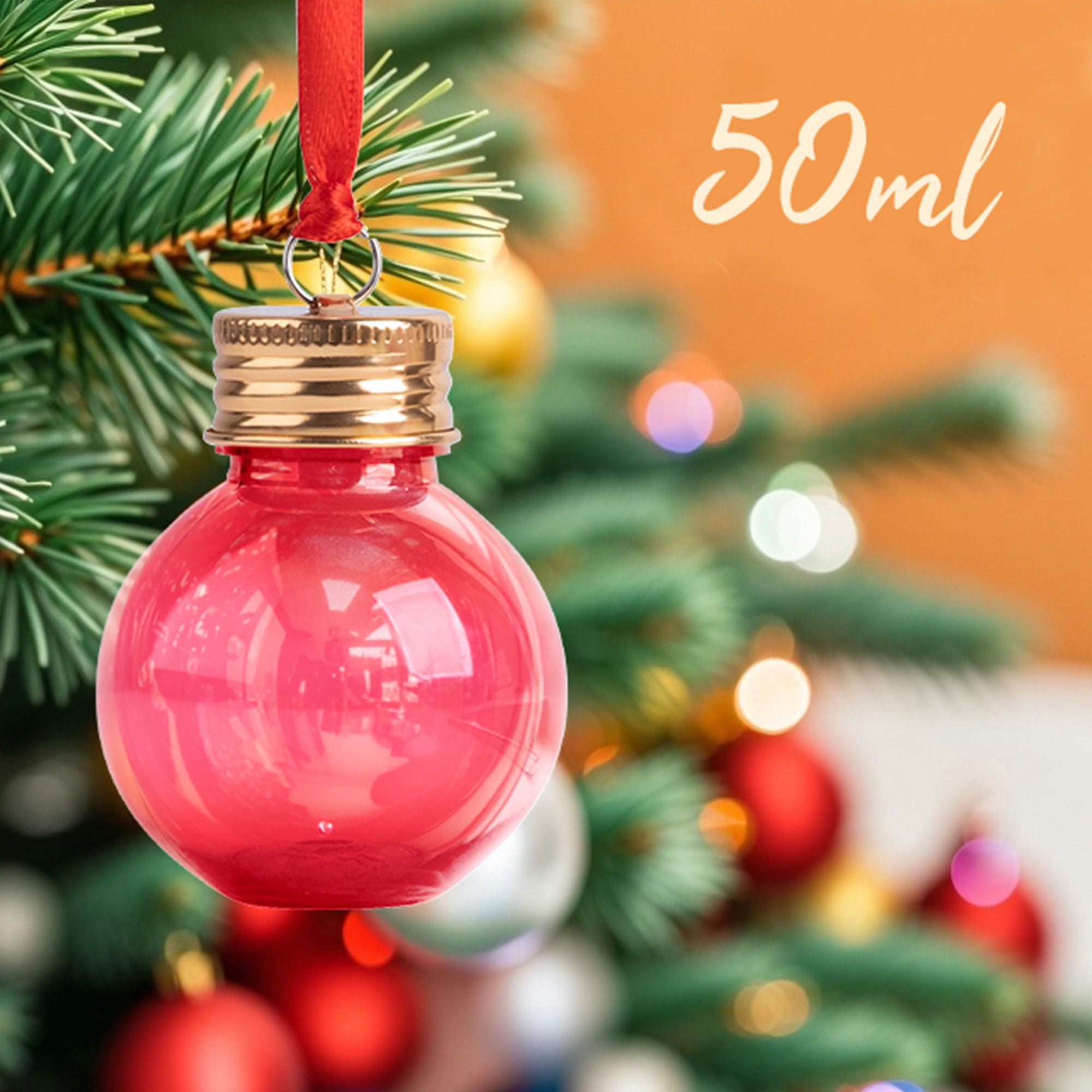 Fillable Clear Plastic Ornament Balls, 6-Piece Set, 50 ml Capacity, Hanging Christmas Tree Decorations for Holiday Crafts and Gift Exchanges
