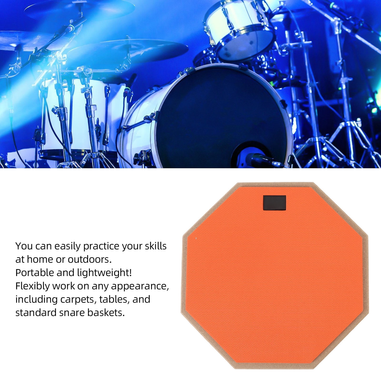 Riousery 12-Inch Silent Drum Practice Pad Bundle Includes Two Pairs Drumsticks (12" / 30.48cm) Premium Rubber Percussion Mat for Professional Rhythm Building and Quiet Nighttime Practice, Orange