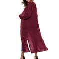 thumbnail image 6 of ShomPort Women's Knit Long Cardigan Front Open Long Sleeve Split Sweater Coat with Pockets, 6 of 6