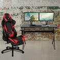 thumbnail image 2 of Flash Furniture Optis Black Gaming Desk and Red/Black Footrest Reclining Gaming Chair Set with Cup Holder, Headphone Hook & 2 Wire Management Holes, 2 of 14