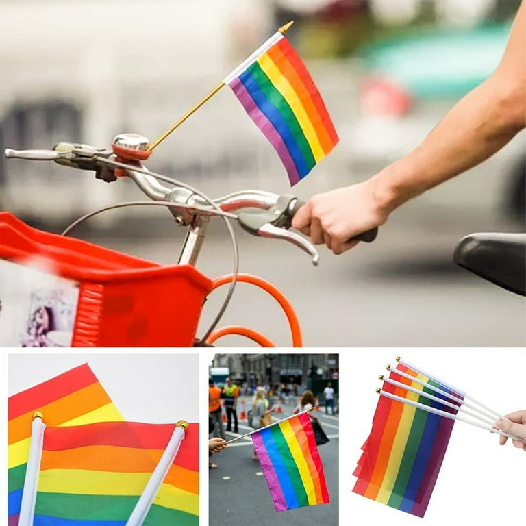 318 Pack Pride Flags and 30Pcs Pride Stickers, Mini Handheld LGBTQ