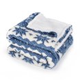 thumbnail image 4 of Catalonia Sherpa Fleece Blanket, Super Soft Warm Fuzzy Snowflake Throw Blanket for Family, Reversible, Blue, 60" x 50", 4 of 7