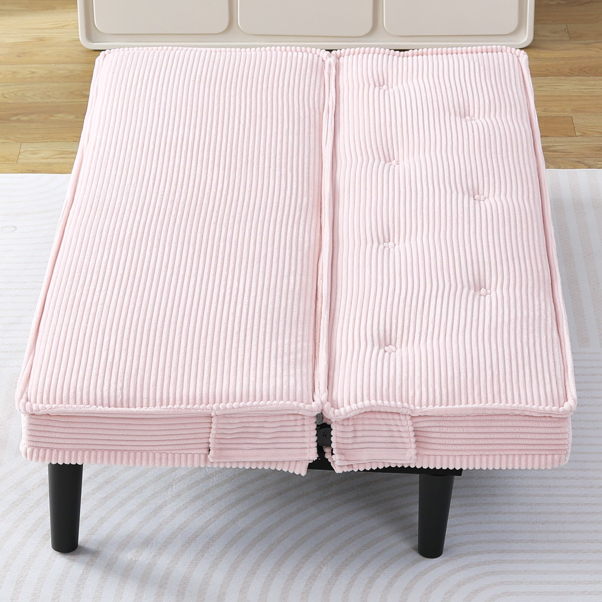 MAYEERTY 66" Corduroy Sofa Bed Modern Sleeper Couches Sofas Loveseats for Living Room, Apartment and Bedroom, Pink