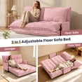 thumbnail image 3 of Centilab Convertible Folding Sofa Bed with 2 Pillows, 5 Position Adjustable Loveseat Sleeper Sofa with Armrest, Multi Functional Lounge Couch for Living Room Bedroom, Pink, 3 of 8