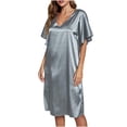 thumbnail image 5 of Elainilye Fashion Women's Sleepwear Printed Comfortable Loose Sleeveless Casual Nightdress Dress Pajamas,Gray, 5 of 9