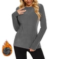 thumbnail image 4 of BLVB Thermal Shirts for Women Long Sleeve Tops Ladies Fleece Lined Undershirt Soft Crewneck Base Layer Tops for Winter Cold Weather, 4 of 8