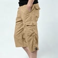 thumbnail image 6 of Ciovxyn Men's Casual Cargo Capri Pants with Multi-Pocket and Elastic Waist - Khaki XXL, 6 of 6