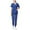 Dark Blue, variant on Womens Plus Size Scrubs Sets V Neck Short Sleeve Scrubs Tops and Jogger Pants Sets Lounge Solid Color Nursing Uniform Workwear Sets Black XL
