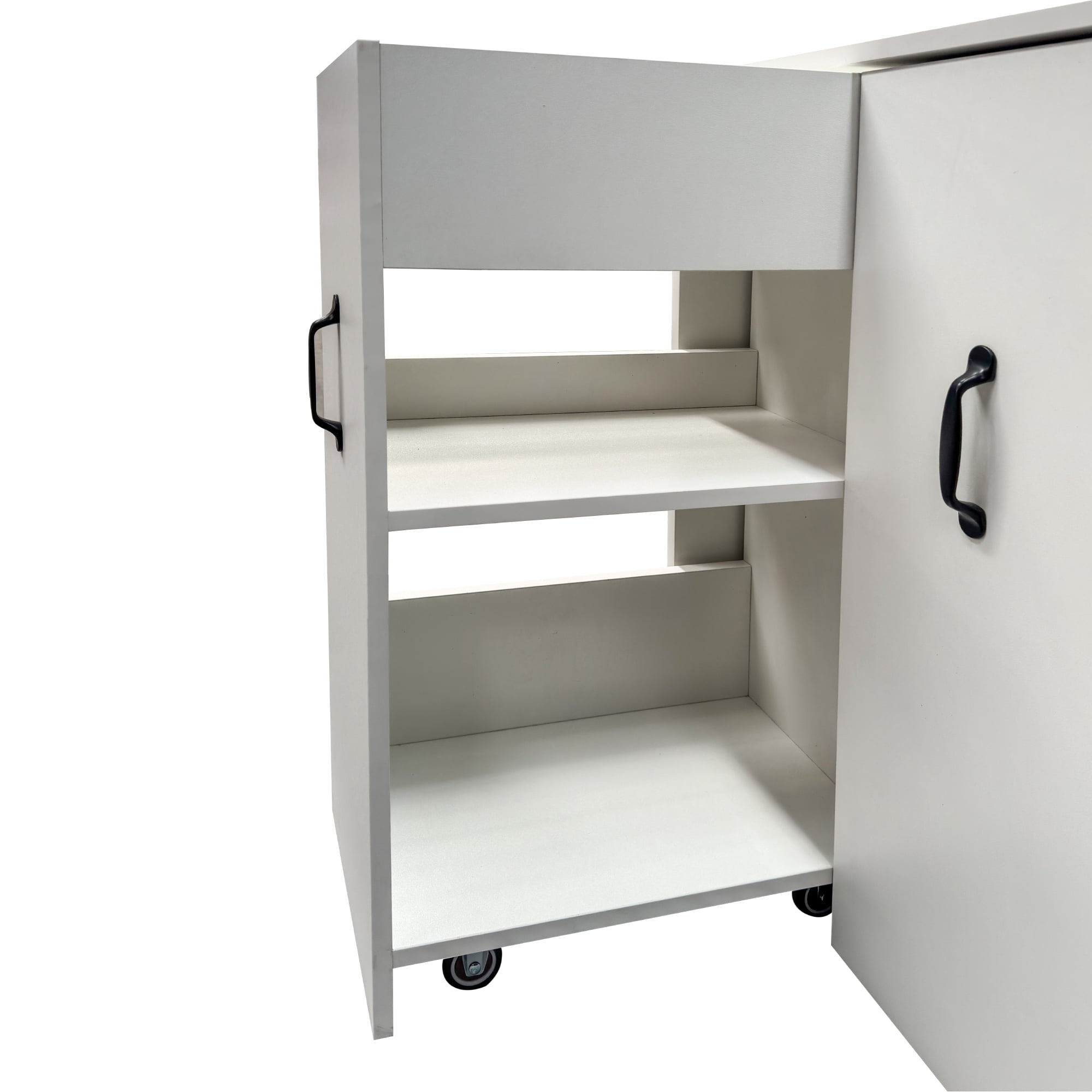 Mintazer 3 Tier Pantry Cabinet with Adjustable Side Panel, Modern Storage Cabinet with Drawer & Dividers, Freestanding Bookshelf for Living Room Bedroom Home Office, White