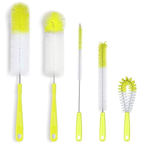 ALINK Bottle Cleaning Brush Set - Long Bottle Cleaner for Washing Beer/Wine Narrow Neck Bottles, Hummingbird feeder, S?Well, Sports Water Bottles, Plus Tea Kettle & Spout/Lid Cleaner, Straw Brush