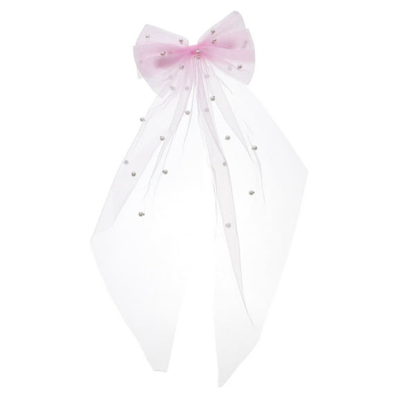 Pink Hair Bow Clip for Women with Tulle and Iron Material Perfect for Wedding Occasions