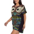thumbnail image 2 of Lsque Boho Owl Women's Short-Sleeved Pajama Set - 2 Piece Soft and Lightweight Sleepwear Set-X-Large, 2 of 9