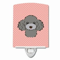 Caroline's Treasures BB1259CNL Checkerboard Pink Silver Gray Poodle Ceramic Night Light, 6x4x3", multicolor
