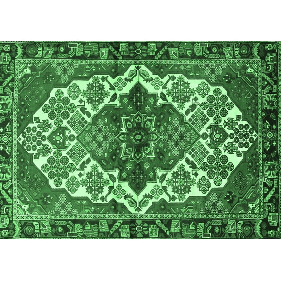 Ahgly Company Indoor Rectangle Persian Emerald Green Traditional Area Rugs, 5' x 7'