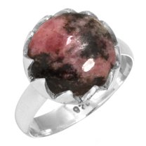 Natural Rhodonite Women Jewelry 925 Sterling Silver Ring