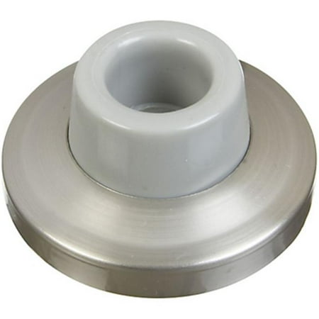 1' Wall Bumper - National Hardware 1 in. H Wall Door Stop Mounts to wall Satin Nickel Solid Brass w/Rubber Bumper
