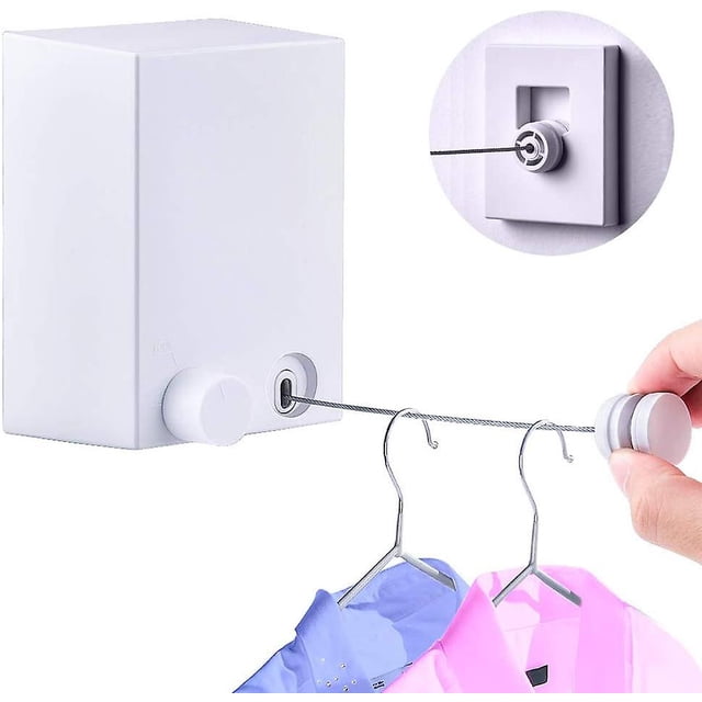 Tendedero de 4m extensible compatible con el tendedero de pared de uso interior con la vivienda del ABS y el tendedero de acero inoxidable ajustable inserto de acero inoxidable y al Afortunado Sencillez