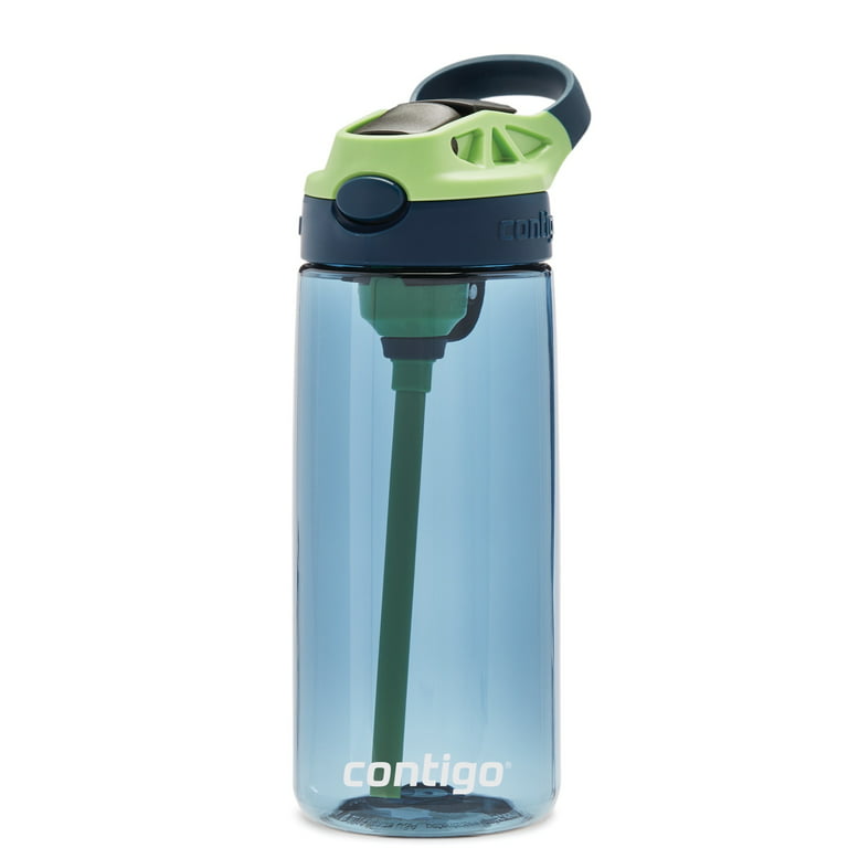 Contigo Kids Straw Water Bottle with Autospout Lid, 20 oz, Blueberry & Green Apple Blue