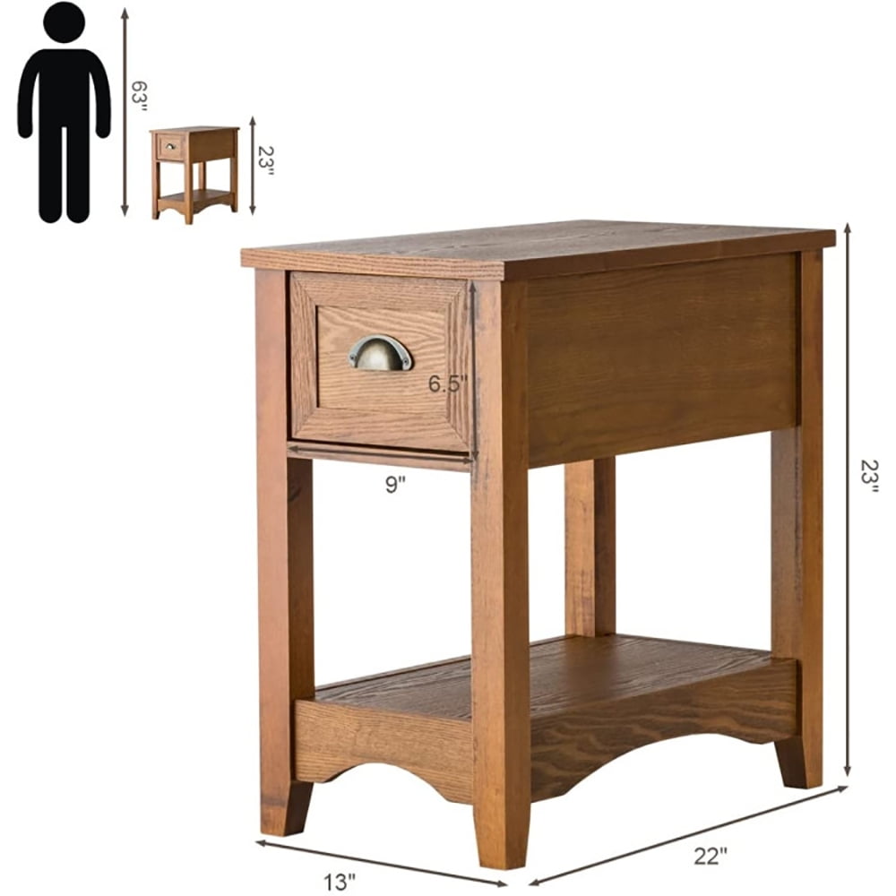 Finihen End Side Table, Set of 2 Contemporary Side End Table with Drawer, for Living Room, Bedroom, Natural Finihen End Side Table, Set of 2 Contemporary Side End Table with Drawer, for Living Room, Bedroom, Natural