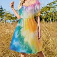 thumbnail image 6 of Colorful Tie Dye Vortex Women's Summer Short Sleeve Casual Dresses Floral Party Dress, 6 of 7