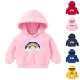 thumbnail image 3 of Odeerbi Toddler Boys Girls Fleece Hoodies Rainbow Pattern Pullover Hooded Sweatshirts Children's Printed Long Sleeve Round Neck Hooded Sweatshirt Pink, 3 of 3