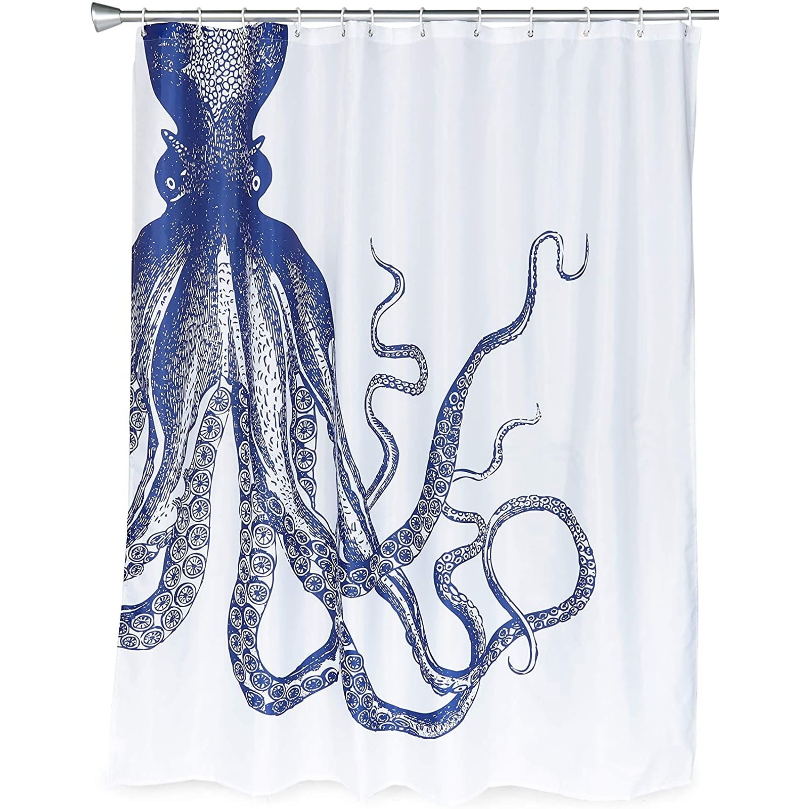 Cartoon Style Octopus Bicycle Ice Cream Fabric Shower Curtain Set Bathroom Decor 