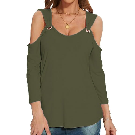 DuoJiaJ Women's V Neck Sleeve Shirts Cold Shoulder Tops Basic Summer Tees Women’s Summer Tops Green