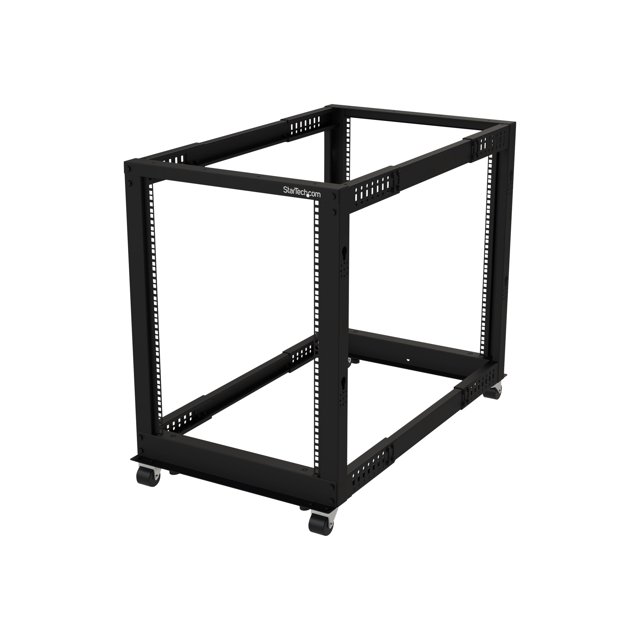 StarTech.com 15U 19 Pouces Open Frame Server Rack, 4 Post Adjustable Depth 22-40 Pouces Mobile, Free Standing Rolling Network/Computer Equipment Data Rack, Dell PowerEdge, HP ProLiant ThinkServer 15U - Adjustable Server Rack (4postrack - Cadre Ouvert - 4 Poteaux - sur Pied - Noir - 15U