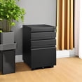 thumbnail image 2 of 3 Drawer File Cabinet for Home Office, Under Desk Mobile Filing Cabinet with Lock for A4-Size/Letter-Size/Legal-Size, Black (HSEJ-3D), 2 of 19
