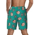 thumbnail image 3 of Kdxio Starfish and Shell Print Men's Swim Trunks with Compression Liner 7 Inch Inseam Quick Dry Swim Shorts, 3 of 7