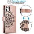 thumbnail image 4 of Mandala Wallet Case for iPhone11 6.1,Detachable 2 in 1 PU Leather Flip Case with Magnetic Button Lanyard (9Card Slots+3Pockets+1Driver's License Pocket)-Rose Gold, 4 of 14