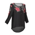 thumbnail image 4 of Tops de Mujer de Manga Larga Casual Camiseta Suelta Negro jinwen Las mujeres ahuecan hacia fuera la camisa floral, 4 of 8