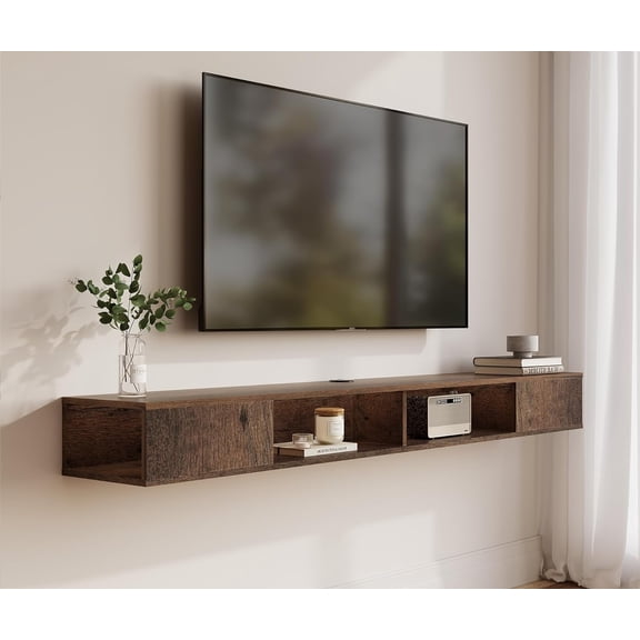 YANGLI 70-Inch Floating Entertainment Center, Brown