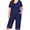 03 Navy Blue, variant on Women Plus Size Pajamas Set Short Sleeve Pjs Sleepwear Loungewear Nightwear with Pockets