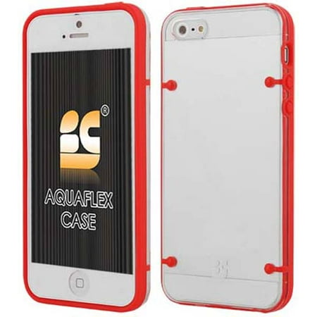 RED CLEAR AQUAFLEX HARD CASE SOFT TPU COVER SKIN FOR iPHONE 5 5s SE (2016)