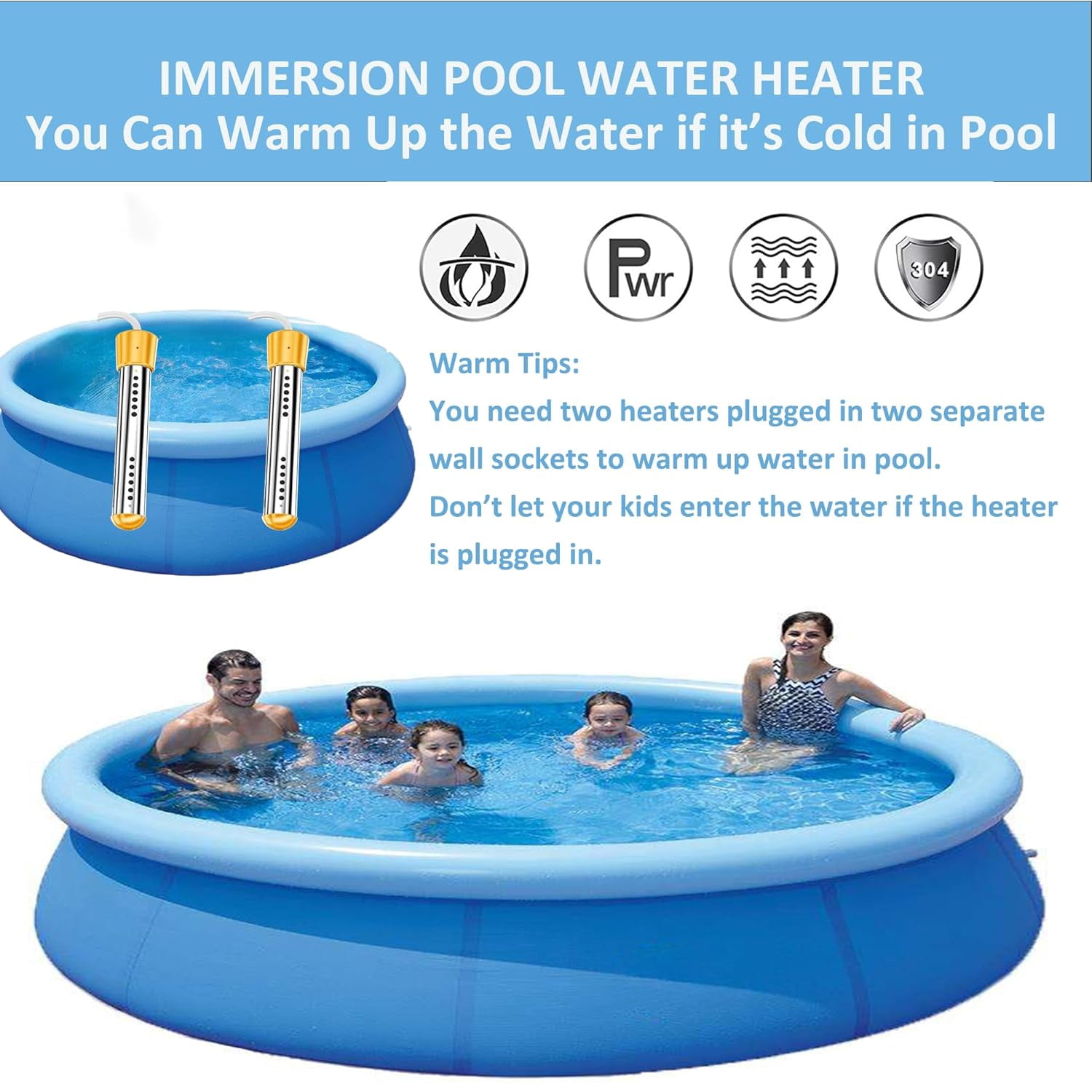 Wallfire Immersion Water Heater, Electric Submersible Water Trough Heater Anti-scalding Bucket Heater & Tub Hot Water Portable Heater with Digital LCD Thermometer,Auto Shut-Off,Yellow