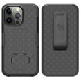 thumbnail image 2 of Case with Clip for iPhone 13 Pro Max, Nakedcellphone Slim Hard Shell Phone Cover with Kickstand and [Rotating/Ratchet] Belt Hip Holster Combination - Black Tread, 2 of 8