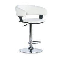 Powell White Faux Leather Barrel & Chrome Adjustable Height Bar Stool