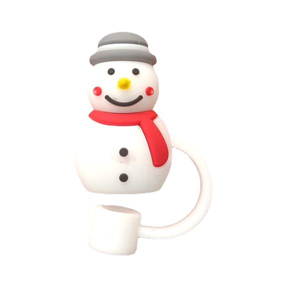 Clearance Under $5 Cartoon Straw Cover Dust Cap Silicone Reusable Glass Straw Accessory,1PC,White