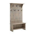 thumbnail image 3 of Alaterre Furniture Castleton 70 in. Hall Tree with Bench, Shelves & Coat Hooks – Solid Mango Wood Entryway Organizer in Driftwood Finish, 3 of 9