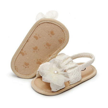 Awevudst Infant Baby Girls Sandals Cute Flower Anti-Slip Soft Sole Shoes