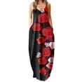 thumbnail image 2 of SMihono Robe Maxi Bohème d'Été pour Femmes Grande Taille Aguichant Mode Sans Manches Imprimée Col en V avec Poches Robe Longue de Plage, 2 of 3
