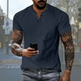 thumbnail image 2 of Mens T Shirts Casual Henley Shirt Solid Color Short Sleeve Button Summer Casual Loose T-Shirts, 2 of 6