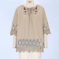 thumbnail image 6 of ZJXFGS Boho Tops for Women Petite Tops for Women Women's Linen Boho Tops Dressy Fringe Tops for Women Embroidered Tops for Women Beige L, 6 of 7